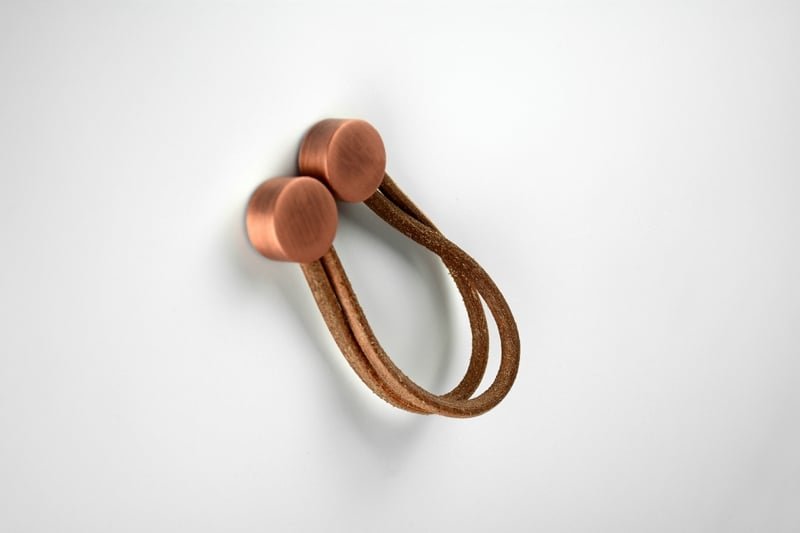 Puxador Zen Design Urban Vecchio Cobre com Couro